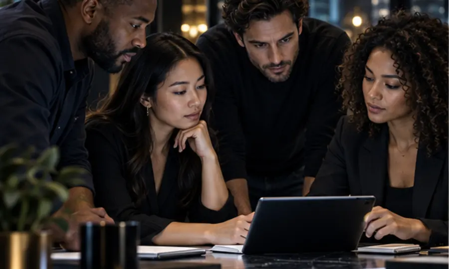 Operations team examining a real workflow together