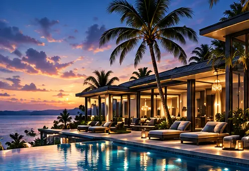 Luxury private villa overlooking an infinity pool