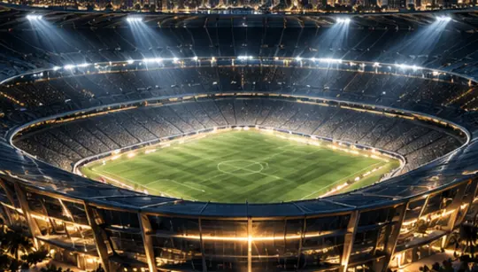 Professional football stadium under lights
