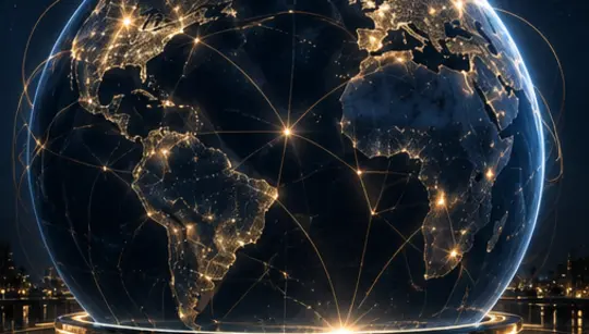 Connected globe at night