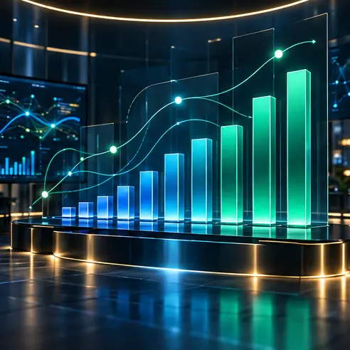Revenue attribution visualization with rising performance bars
